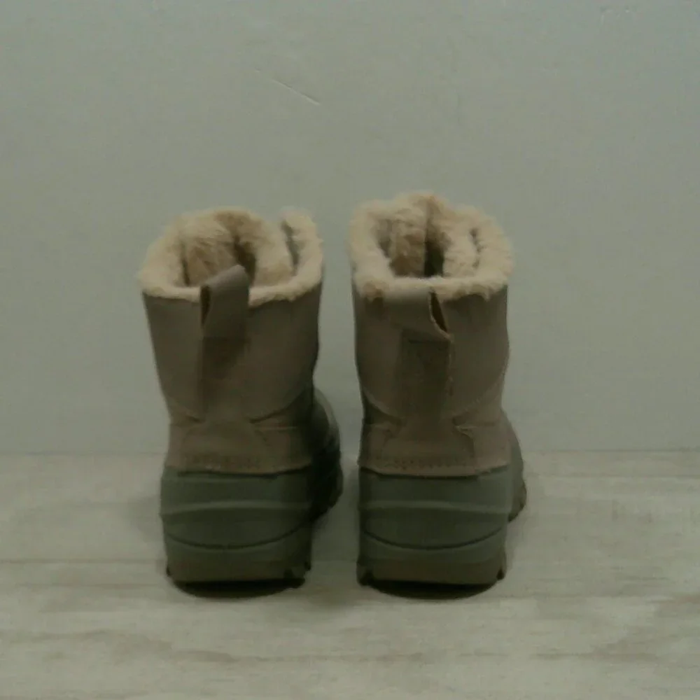 all in motion Leather Lace up Faux Fur lined Tan & Gray Snow Boots Size 4